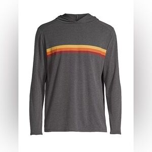 NEW Fair Harbor mens L Large gray Seabreeze hoodie du set stripe SPF 50 NWT